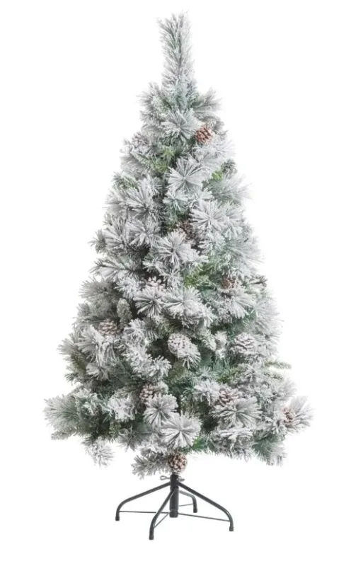Novog. jelka Minnesota Floque 210cm sa belim vrh. i šišarkama Feeric