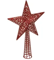Novog. kićanka vrh za jelku-zvezda 38cm crvena Feeric