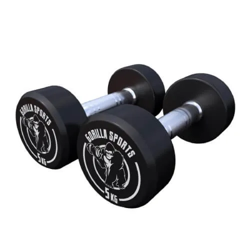 GORILLA SPORTS Okrugle gumirane bučice 2 x 5 kg