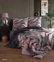 STEFAN 301-1335 Pamučni šifon Crna sa roze-sivim liskama Posteljina 200x200 cm